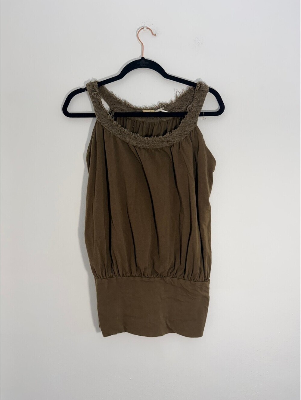 Max Studio Brown Sleeveless Smocked Halter Blouse Top Size S
